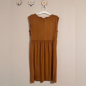 MIDI length Cap Sleeves Brown Dress